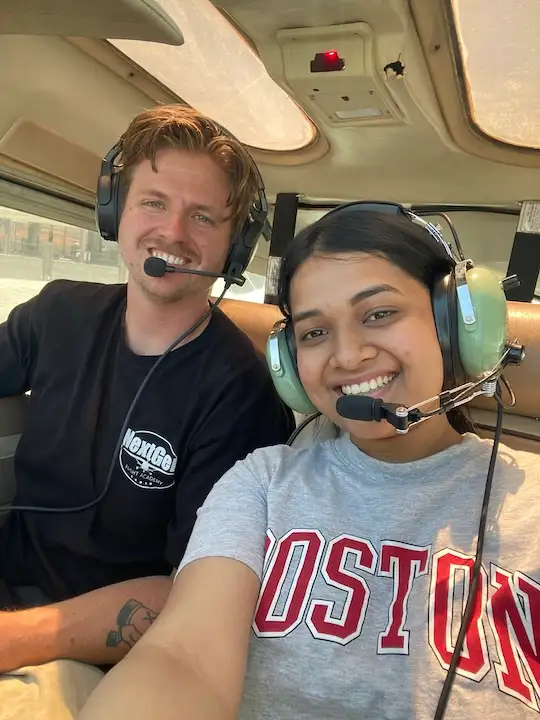 CFI and student on an intro flight over Disneyland, CA