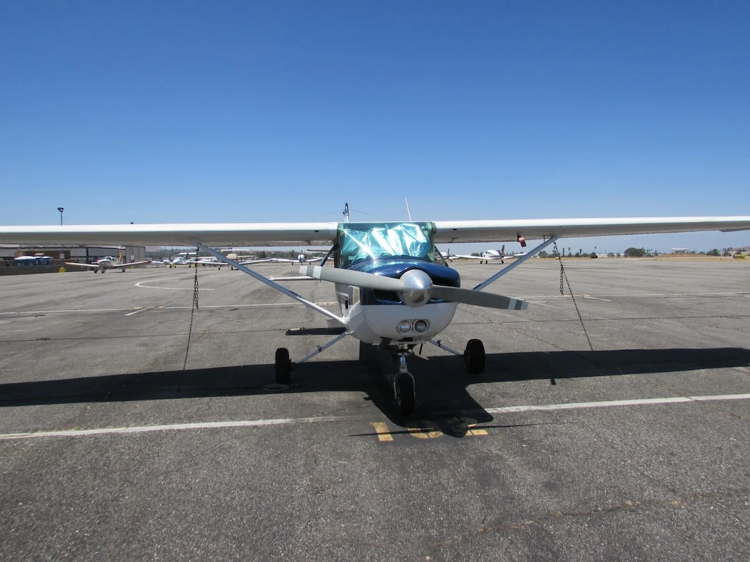 front-of-cessna-152-at-riverside-airport-RAL