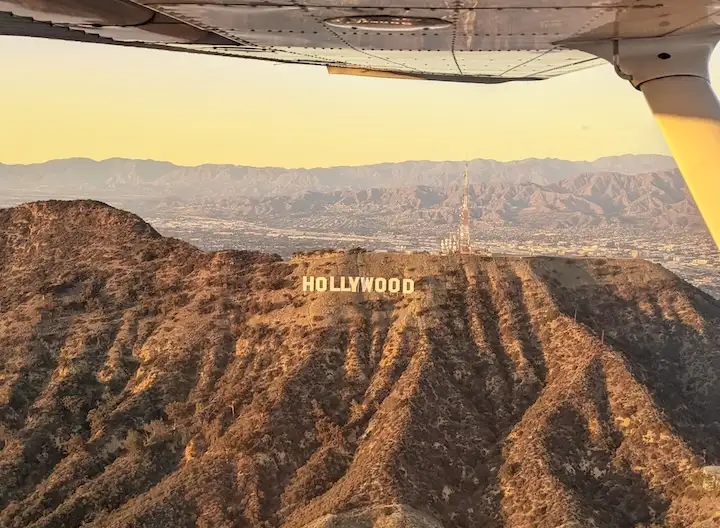 flying over the hollywood sign in a cessna 172