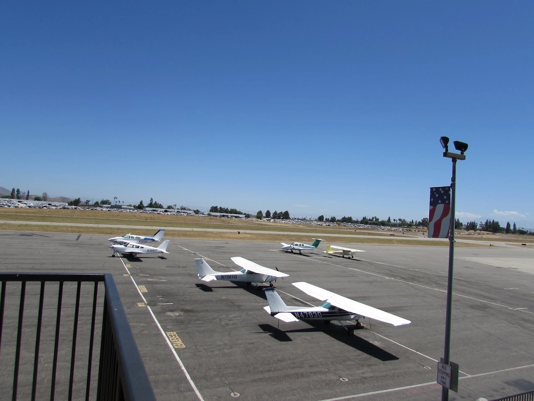 Riverside location fleet of Cessna 172s, Beechcraft Duchess, and Piper Cherokee Arrow