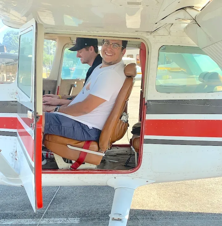 Father and son after a discovery flight at NextGen Aviation Academy